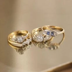 Vintage 18k Yellow Gold And Platinum Diamond Ring - Uk Size M 8 Vintage 18k Yellow Gold And Platinum Diamond Ring - Uk Size M -Carrie Elizabeth IMG 9630 copy 2 1 scaled