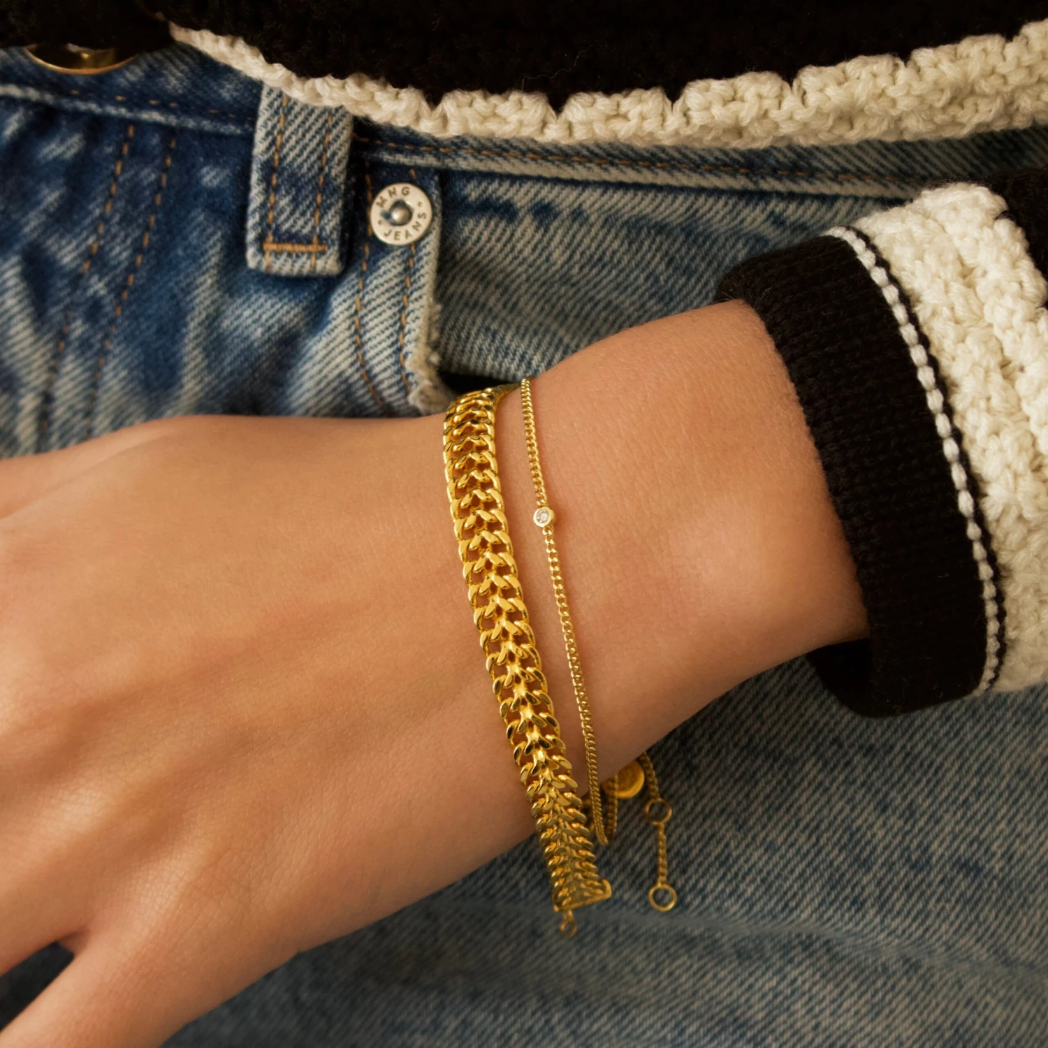 Diamond Solitaire Vintage Chain Bracelet 2 Diamond Solitaire Vintage Chain Bracelet - Image 2