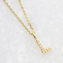 Pearl Initial Necklace -Carrie Elizabeth L