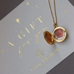 Engraved Initial Locket Necklace With Diamond Detail -Carrie Elizabeth LocketGiftCardClose scaled