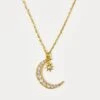 Moonstone & Diamond Crescent Moon Necklace