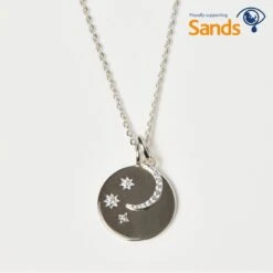 "We Will Look For You In The Stars" Coin Necklace With Crescent Moon Charm