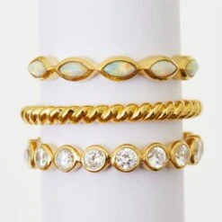 Bezel Set Cubic Zirconia Eternity Ring 16 Bezel Set Cubic Zirconia Eternity Ring -Carrie Elizabeth OpalMarquise Goldtwistring BezelCZ