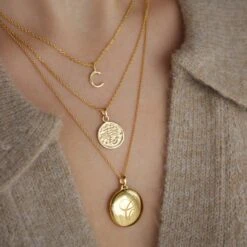 Engraved Initial Locket Necklace With Diamond Detail -Carrie Elizabeth PersonalisedNecklaceLayer scaled