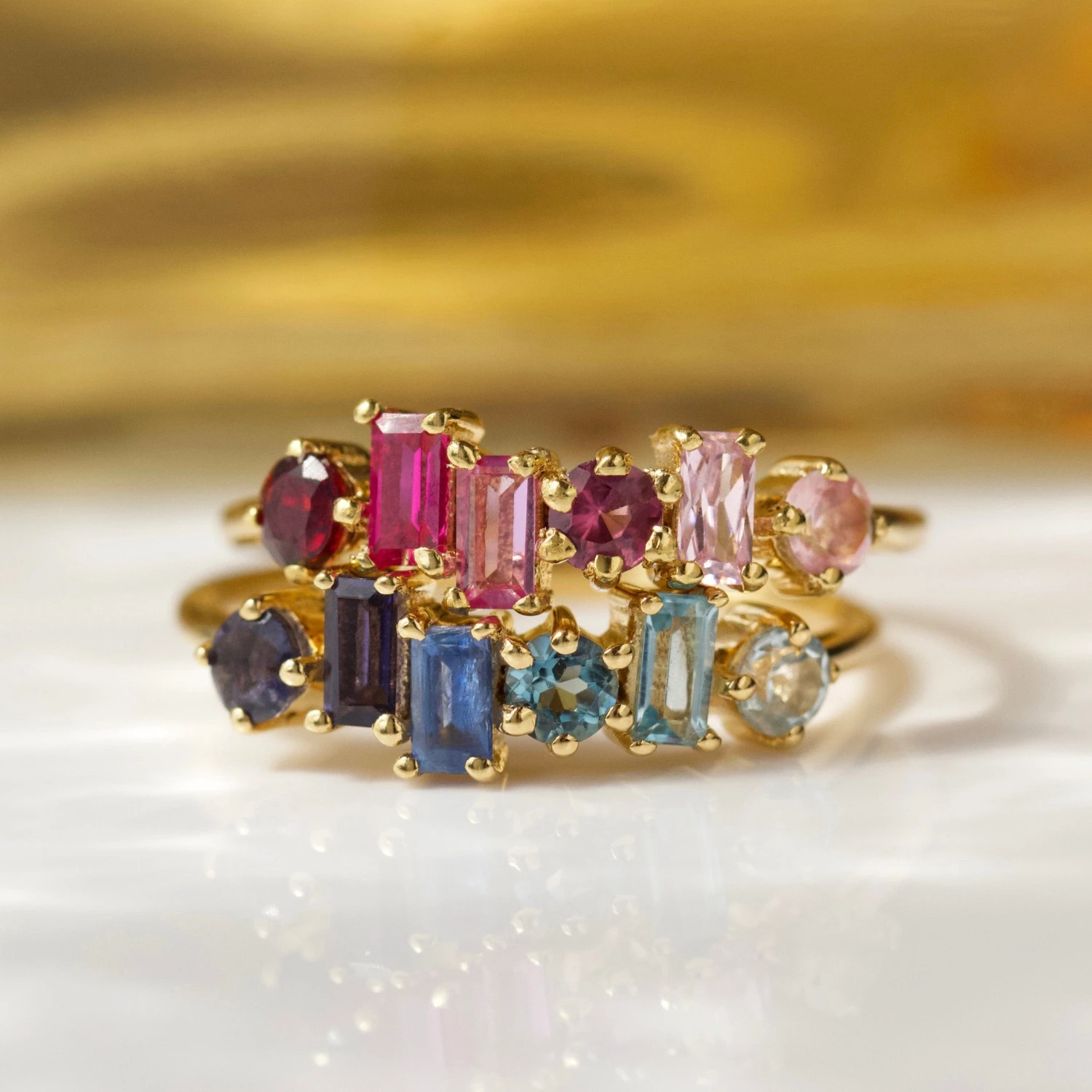 Garden Party Pink Semi Precious Ombre Ring 3 Garden Party Pink Semi Precious Ombre Ring - Image 3