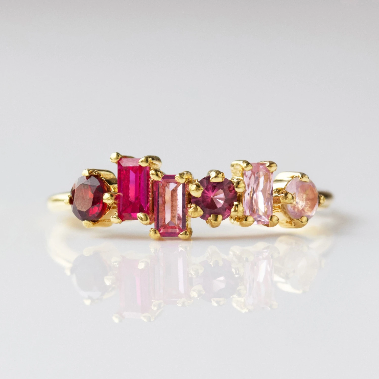 Garden Party Pink Semi Precious Ombre Ring 1 Garden Party Pink Semi Precious Ombre Ring