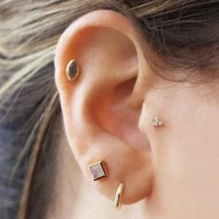 Trilogy Diamond Stud Earring -Carrie Elizabeth SolidGoldEarStyling2 scaled