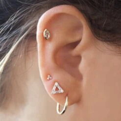 Trilogy Diamond Stud Earring -Carrie Elizabeth SolidGoldEarStyling3A scaled