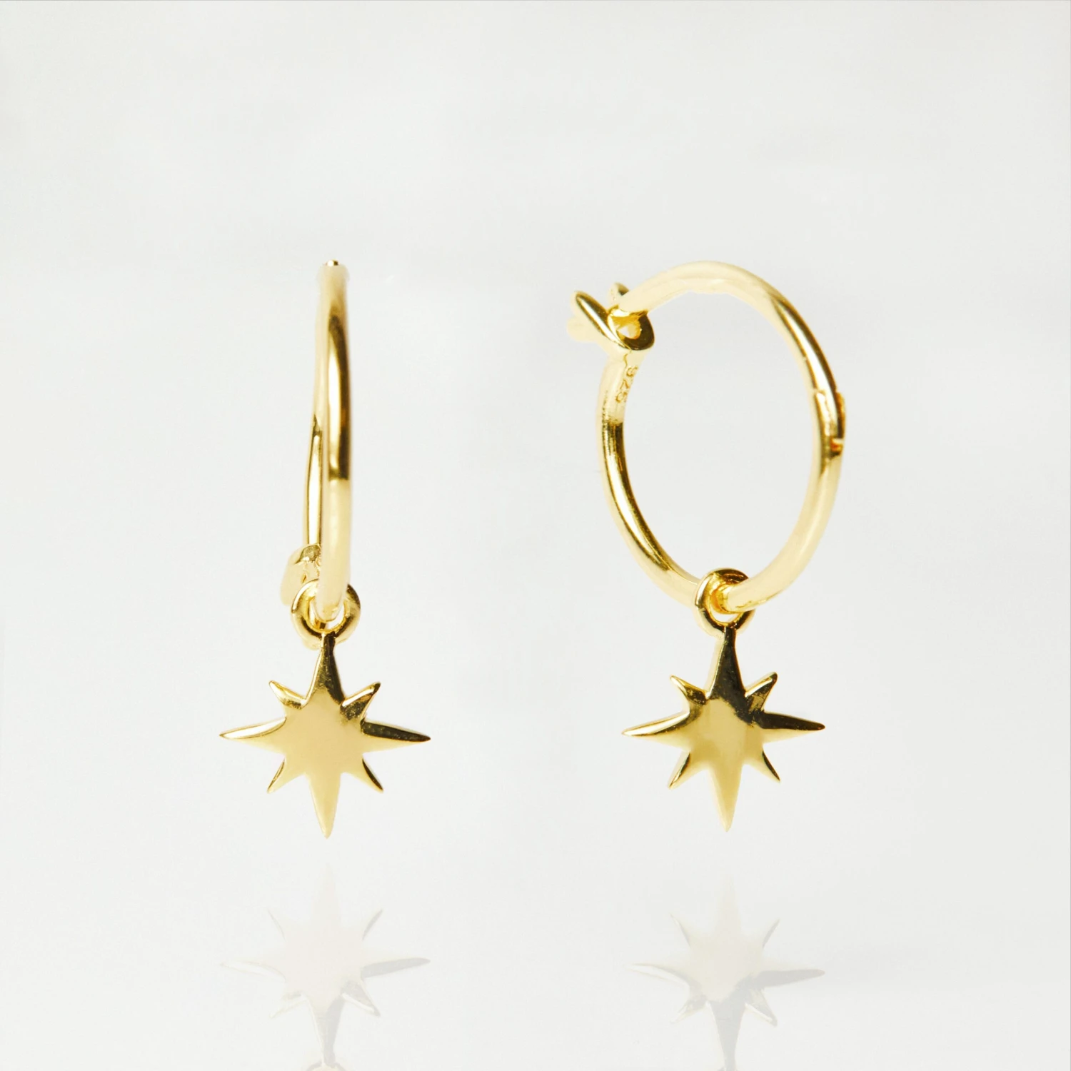Star Charm Hoops In Gold Vermeil 1 Star Charm Hoops In Gold Vermeil