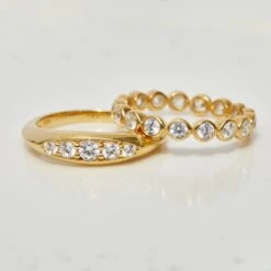 Bezel Set Cubic Zirconia Eternity Ring 12 Bezel Set Cubic Zirconia Eternity Ring -Carrie Elizabeth Thea BezelCZring scaled