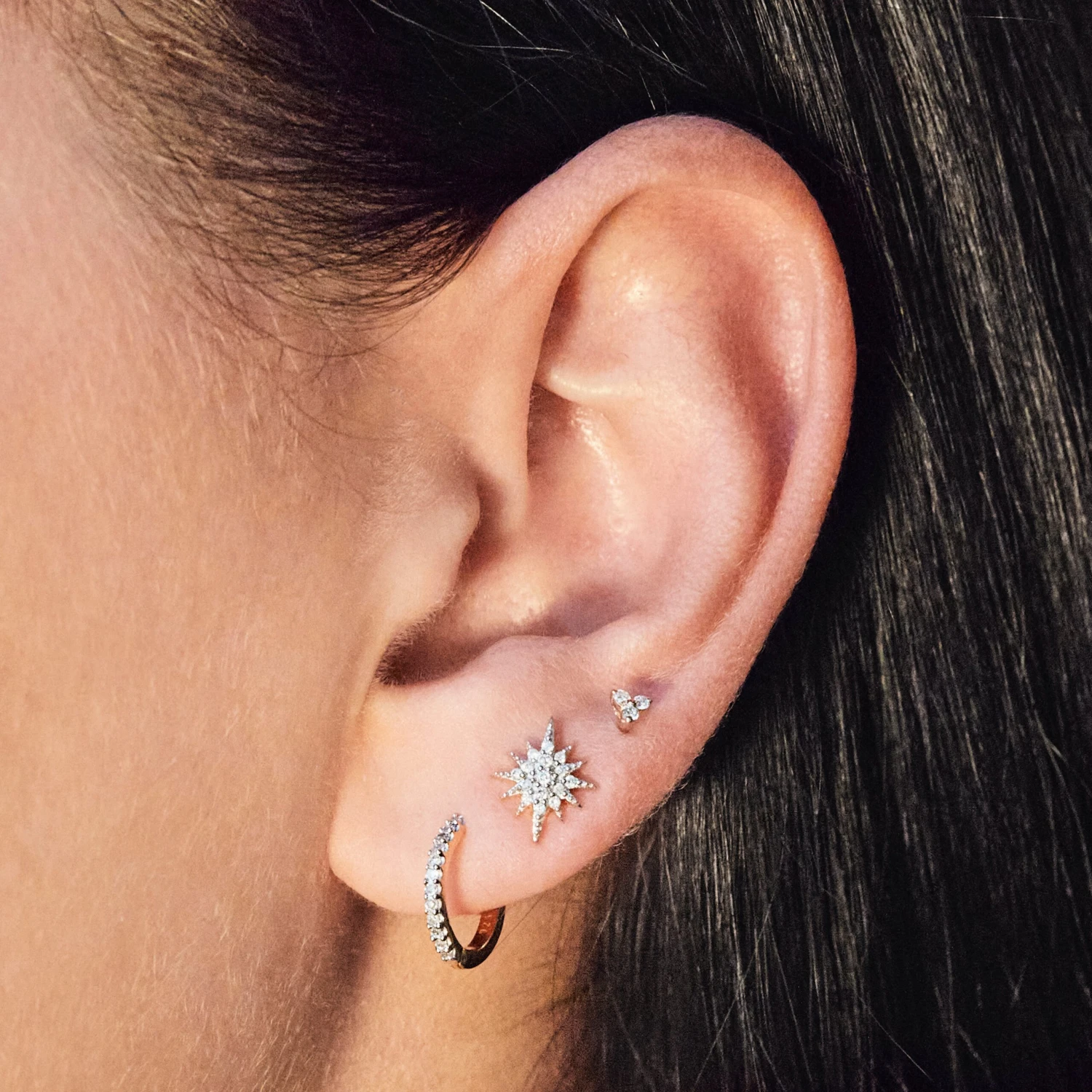 Mini Huggie Hoops In Diamond 2 Mini Huggie Hoops In Diamond - Image 2