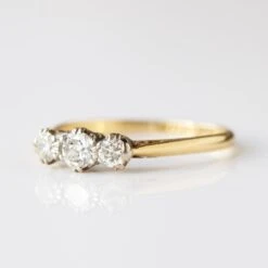 Vintage 18k Solid Yellow Gold Diamond Ring Size - P -Carrie Elizabeth V 4823 11B