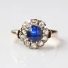 Vintage 18k Solid Rose Gold Sapphire And Rose Cut Diamond Ring - UK Size J