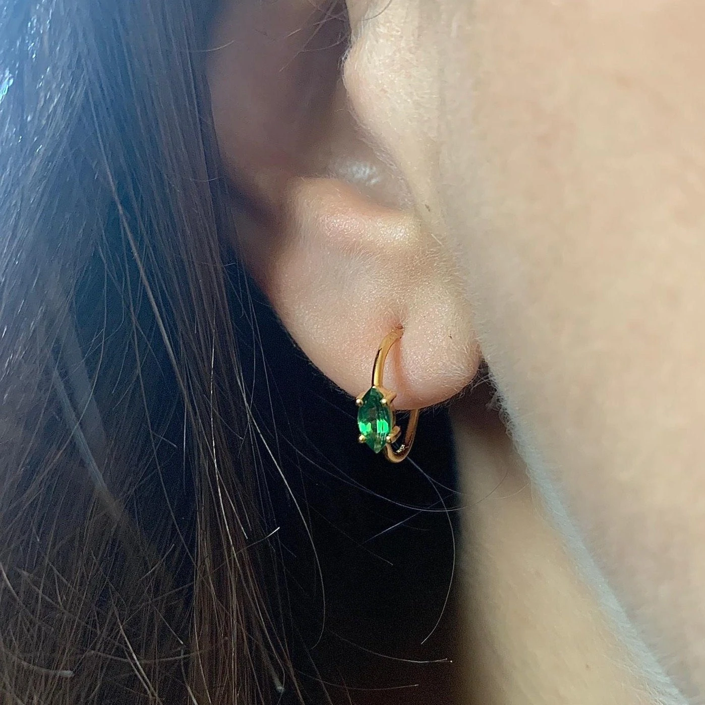 Marquise Shape Fern Green Topaz Claw Set Hoops 6 Marquise Shape Fern Green Topaz Claw Set Hoops - Image 6