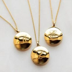 Engraved Initial Locket Necklace With Diamond Detail -Carrie Elizabeth image 8b92b7af 5c6e 4198 b3c9 c9d2c73a4c06